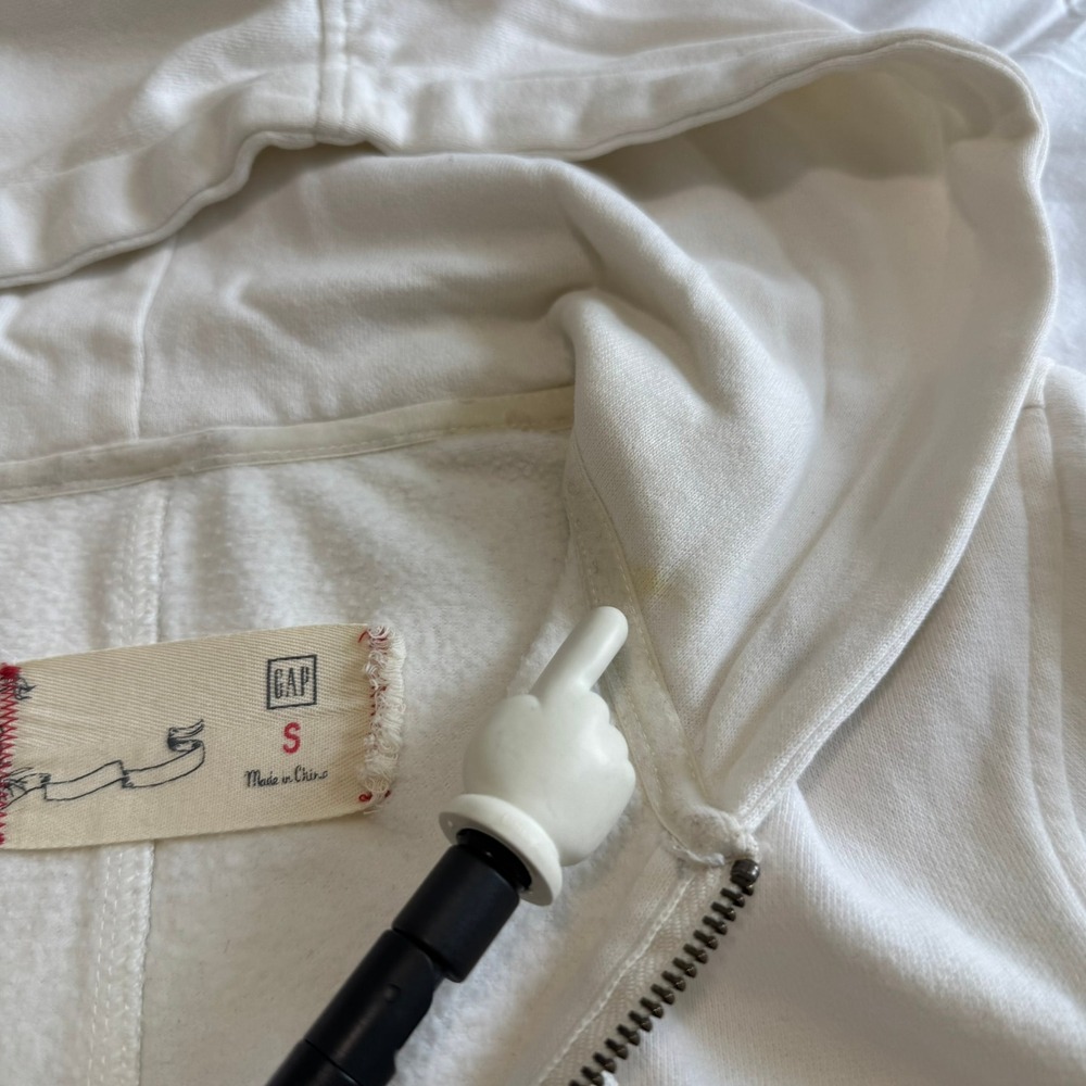 Gap Vintage Y2K Off White Full Zip Hoodie Womens Cream Sweatshirt Sleeve Pocket - Picture 9 of 11